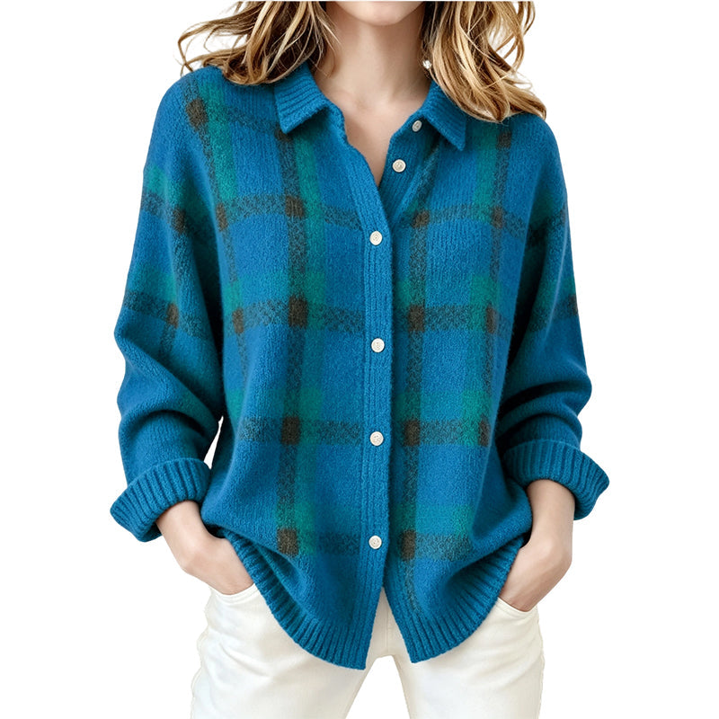 đ§¶ 50 % RABATT | LĂ€ssig, gemĂŒtlich & vielseitig â Damen Karo-Cardigan mit Knopfleiste