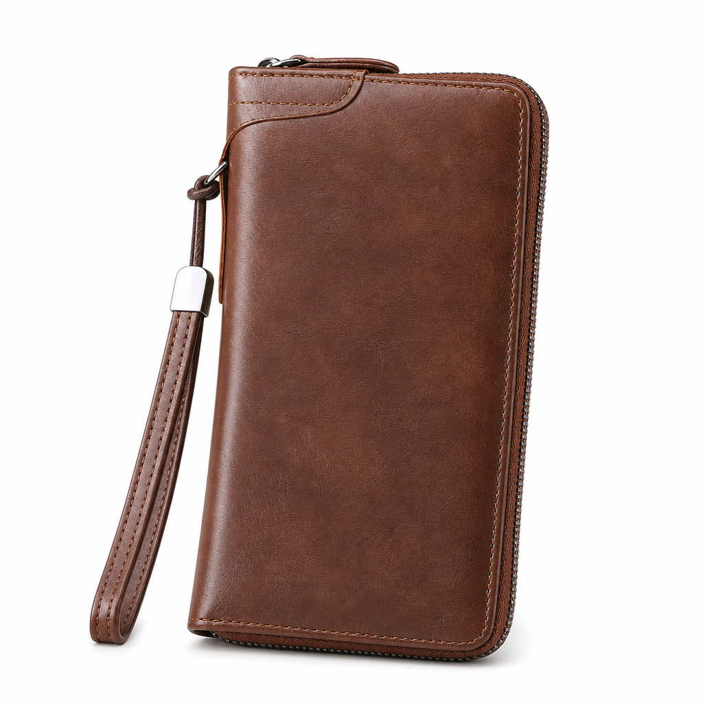 Herren Lange Geldbörse mit Reißverschluss, großes Fassungsvermögen, multifunktionaler Kartenhalter, Clutch-Tasche