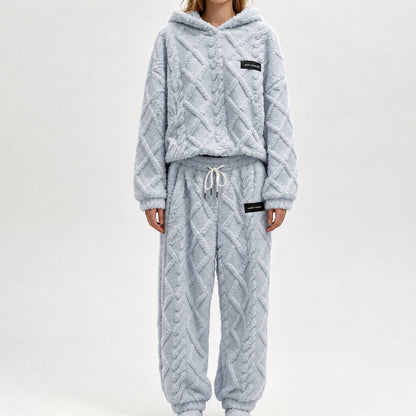 🍂Neu für Herbst & Winter – 50% Rabatt für kurze Zeit!🎁Thermo-Fleece-Pyjama-Set, warme Hauskleidung, 2-teilig, auch draußen tragbar