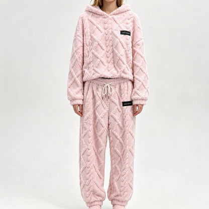 🍂Neu für Herbst & Winter – 50% Rabatt für kurze Zeit!🎁Thermo-Fleece-Pyjama-Set, warme Hauskleidung, 2-teilig, auch draußen tragbar
