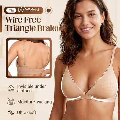 💞 Nowość – 50% ZNIŻKI! 💥 Damski, bezfiszbinowy, żelowy trójkątny biustonosz typu bralette 👙✨🌸