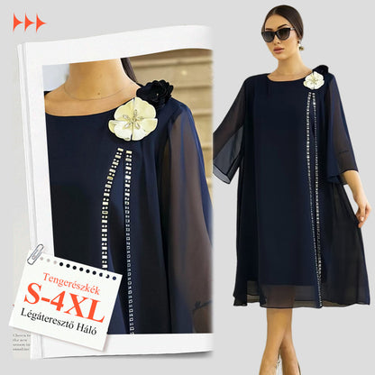 🌸✨【S-4XL】Női hálós ruha virágos díszítéssel