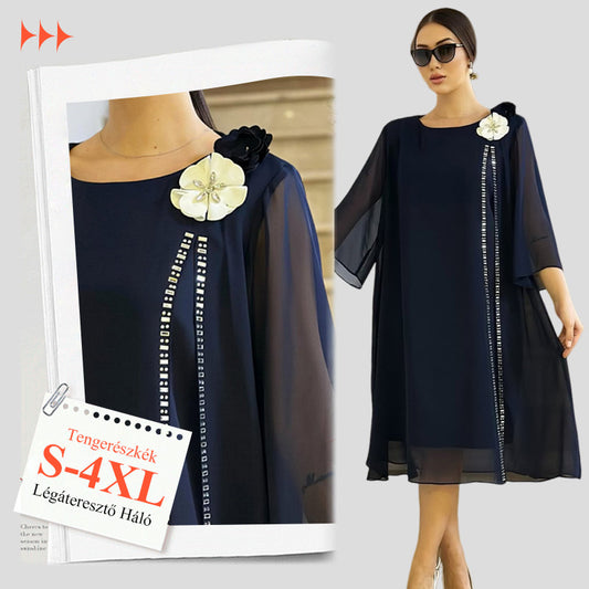 🌸✨【S-4XL】Női hálós ruha virágos díszítéssel