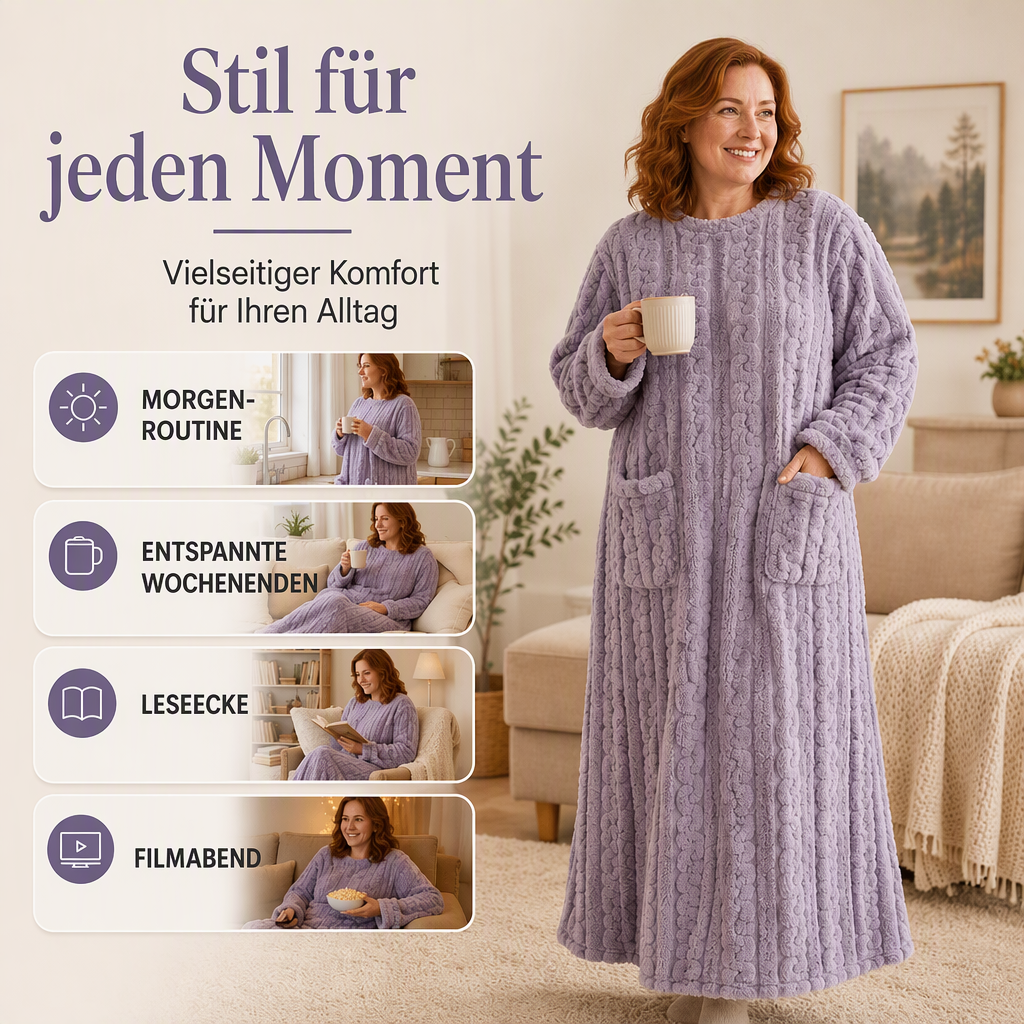 Warmes, flauschiges, langes Nachthemd für Damen
