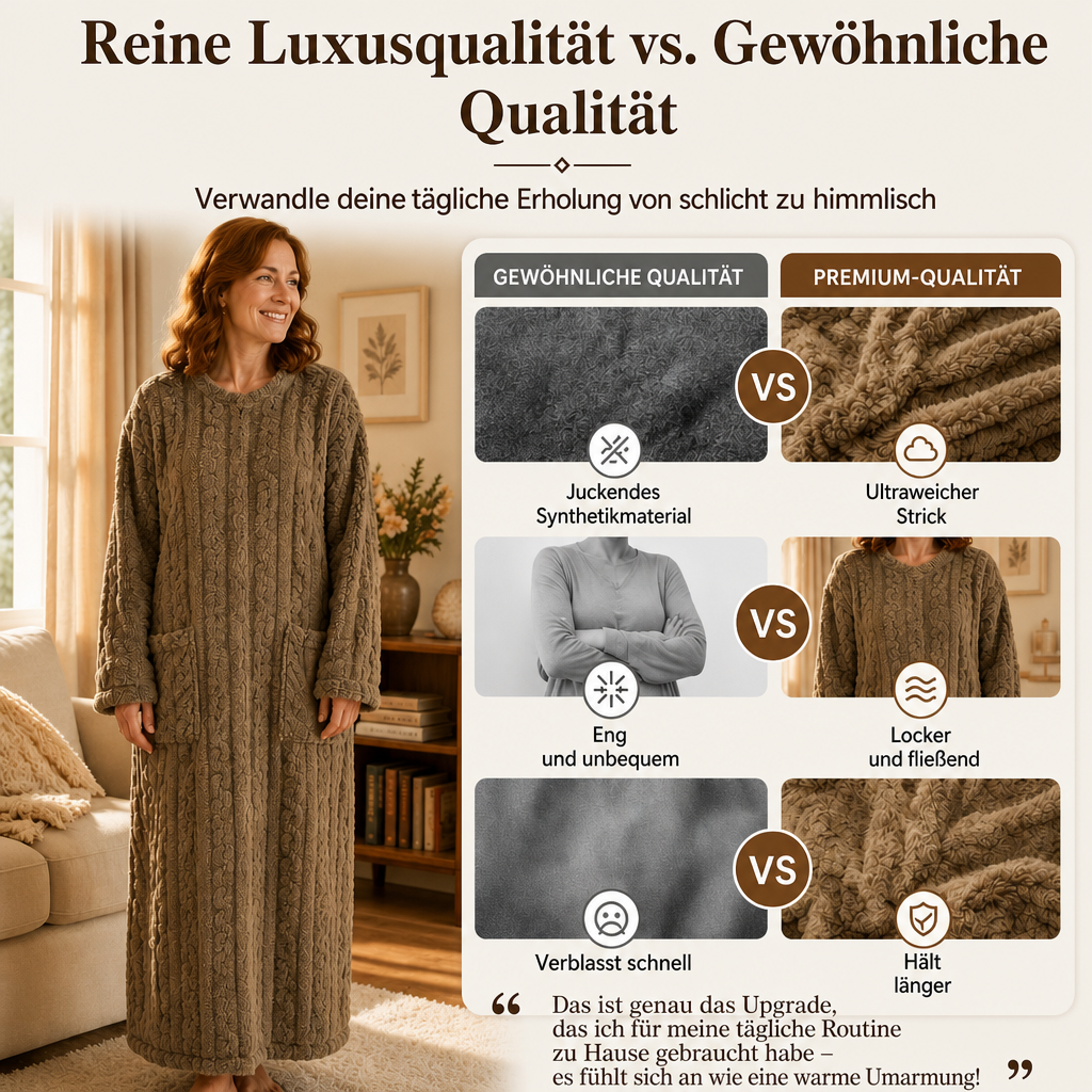 Warmes, flauschiges, langes Nachthemd für Damen
