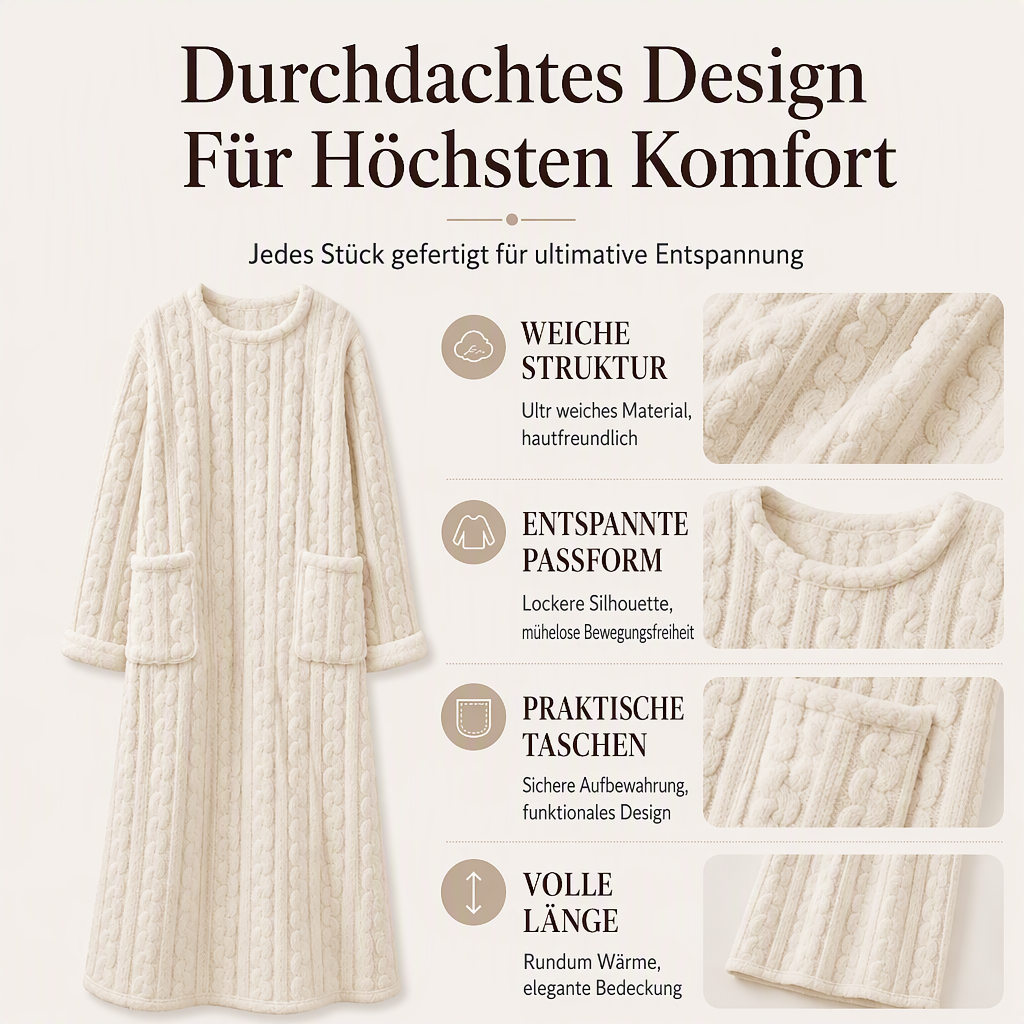 Warmes, flauschiges, langes Nachthemd für Damen