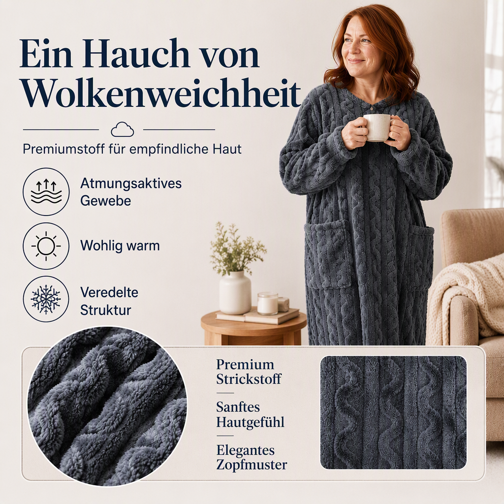 Warmes, flauschiges, langes Nachthemd für Damen