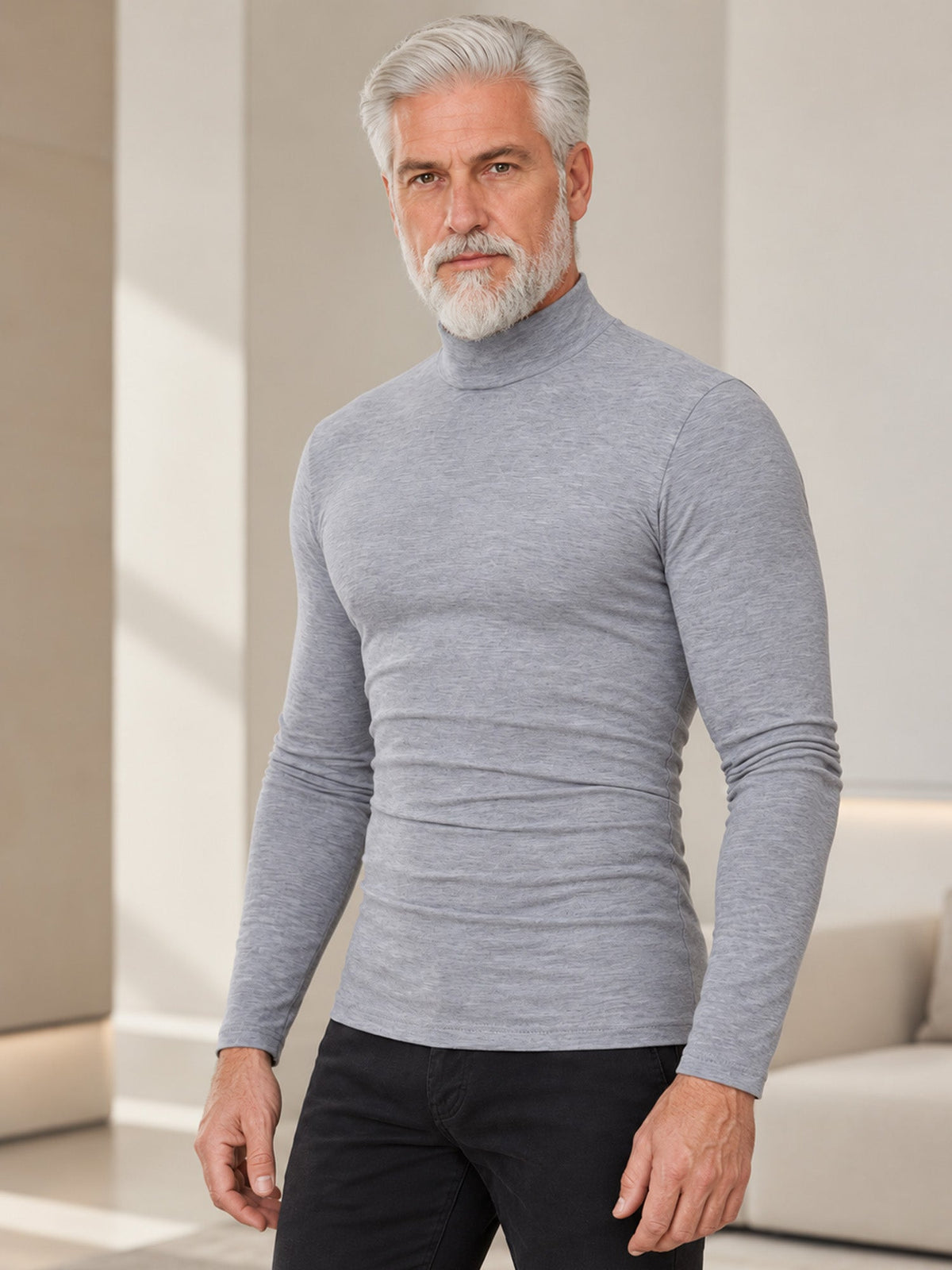 📊 Über 200.000 Verkäufe – Dankeschön mit 50% Rabatt! Herren Slim-Fit Rollkragenoberteil