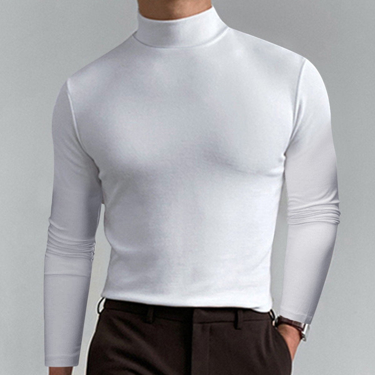 🔥🔥Slim Fit Langarm-T-Shirt für Herren mit Stehkragen