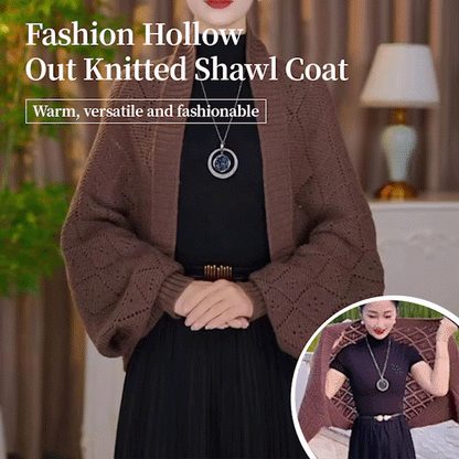Dzianinowy sweter/kardigan z ażurowym wzorem kwiatowym – elegancka chusta na każdą porę roku