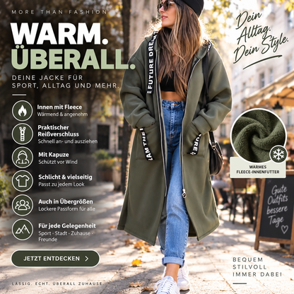 ✨✨Damen Reißverschluss-Kapuzenjacke mit Fleece-Futter