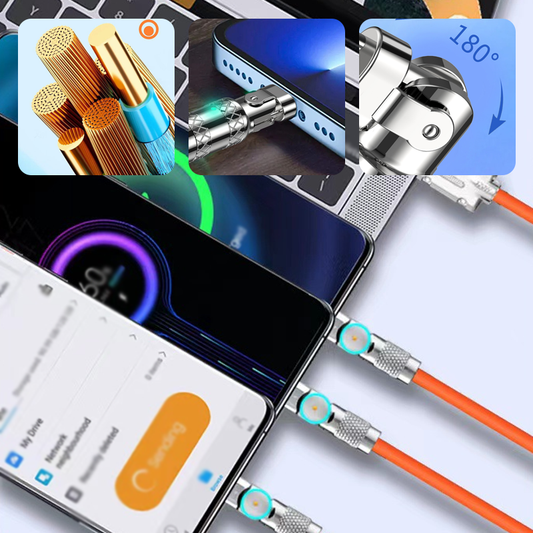 ⌛ Oferta limitowana – 50% TANIEJ! 🔥 120W 3 w 1 Obrotowy kabel do szybkiego ładowania ⚡