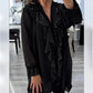 💃Damska szyfonowa koszula z długim rękawem V-Neck z cekinami💥Oferta ograniczona czasowo