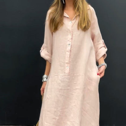 🌸Letnia sukienka maxi z mieszanki bawełny i lnu