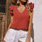 【S-2XL】👚Elastyczny top z falbanką bez rękawów z dekoltem w serek