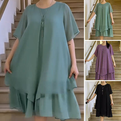 【S-4XL】🌿 Luźna damska sukienka w jednolitym kolorze