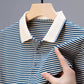 👕Męska koszulka biznesowa w paski z oddychającą klapą
