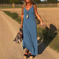 【S-4XL】Damska sukienka Maxi Cami z dekoltem w serek