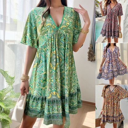 【S-3XL】👗 Kwiatowe sukienki z dekoltem w szpic dla kobiet