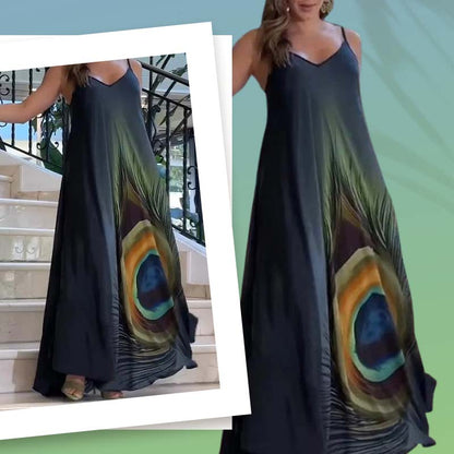 🔥👗 Wygodne wycięcie z kwiatową elegancką luźną sukienką