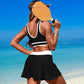 🔥👙Damski dwuczęściowy komplet ze spódniczką do pływania z wysokim stanem