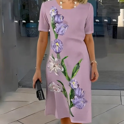 🔥👗Elegancka luźna sukienka z kwiatowym nadrukiem