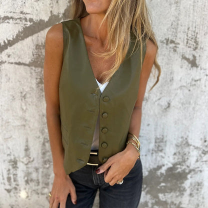 Damska elegancka kamizelka w jednolitym kolorze
