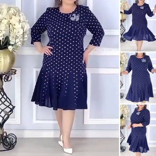 Damska sukienka midi w groszki z rybim ogonem ✅ Produkt na zamówienie!✅