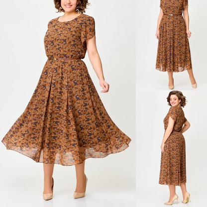 Damska luźna sukienka maxi z paskiem