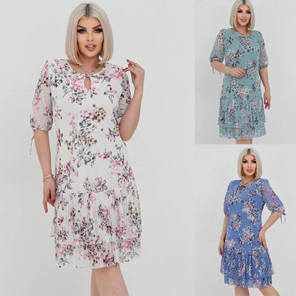 Oferta specjalna! Tylko dziś!🌹Szyfonowa sukienka z krótkim rękawem