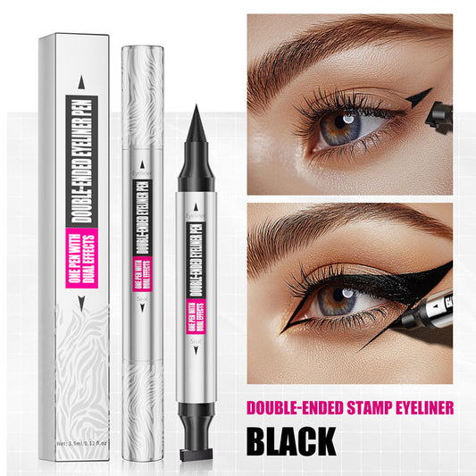 1+1 gratis – Dwustronny eyeliner w płynie z trójkątnym stemplem – wodoodporny, odporny na pot i rozmazywanie