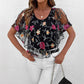 🌟 Damska Bluzka z Mesh Patchwork w Druk 👚