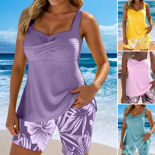 🌊【S-3XL】Dwuczęściowy zestaw plażowy z nadrukiem dla kobiet