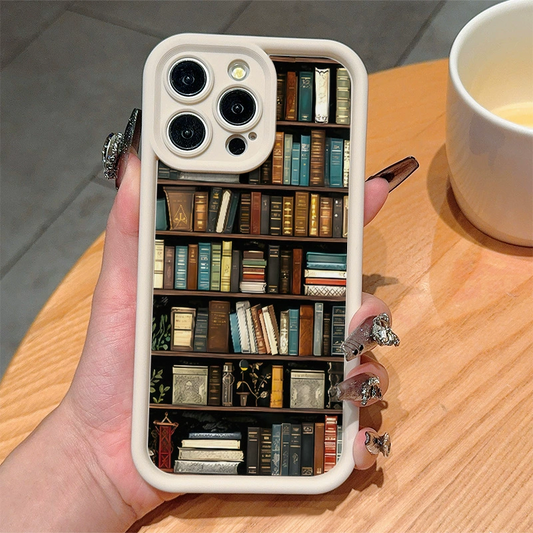 Miękka obudowa TPU do iPhone’a z motywem bibliotecznym