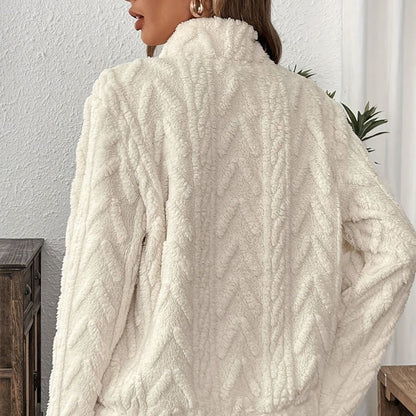 🔥 Sweatshirt mit flauschiger Tasche und halbem Reißverschluss