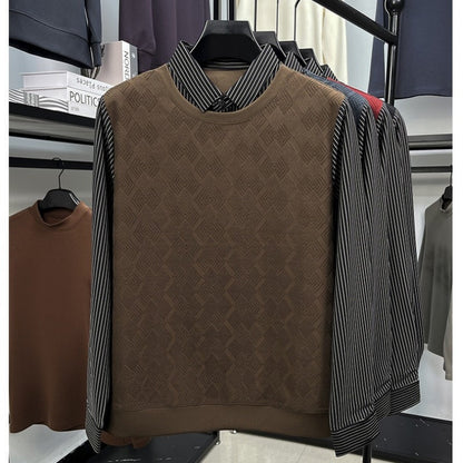 Męska casualowa bluzka z długim rękawem w stylu dwuczęściowym