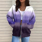 Damska modna bluza z kapturem z długim rękawem i nadrukiem w gradiencie