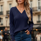 Women’s Casual V-Neck Long Sleeve Top
