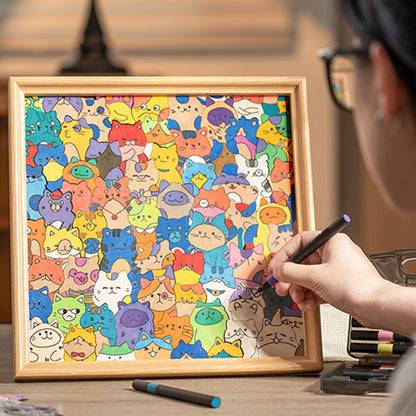 🐱Drewniana ramka na zdjęcia w kształcie puzzli z kotem, do samodzielnego pomalowania🧩