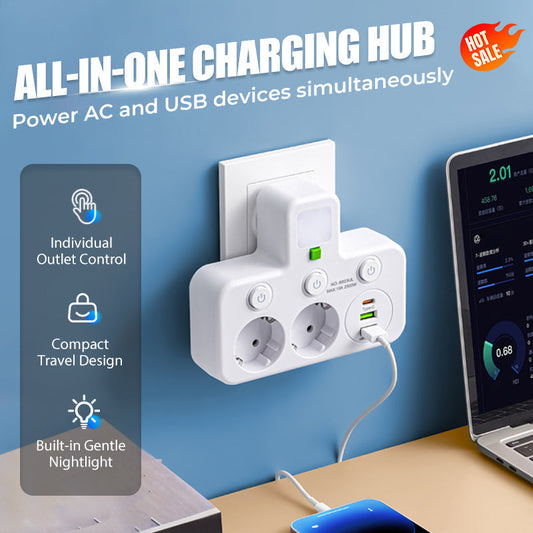 🔌Inteligentna listwa zasilająca z portami USB (wtyczka europejska)