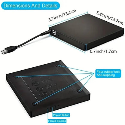 Zewnętrzna nagrywarka CD/DVD USB do laptopa i PC