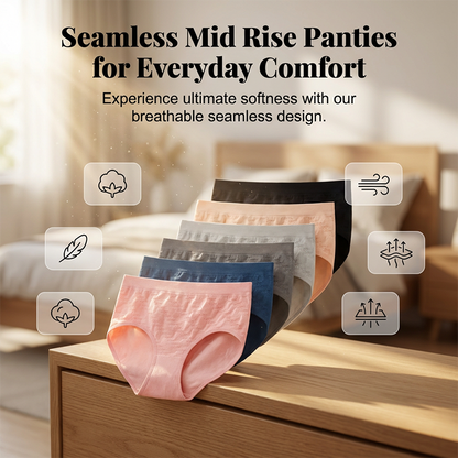 🔥HOT SALE🔥6-Pack Women's Mid-Rise Seamless Comfort Panties