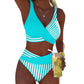 【S-3XL】🏊‍♀️Dwuczęściowy kostium kąpielowy bikini w blokach kolorystycznych i paski