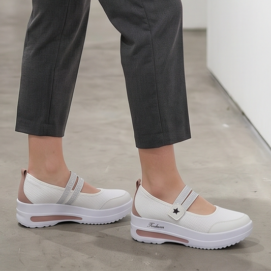 👟 Damskie oddychające buty typu slip-on na platformie – lekkie, wygodne i naturalnie powiększające wzrost – idealne na długie dni