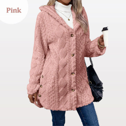 💎❄️ Neu im Trend: Damen-Jacke mit Rautenstruktur und Kapuze – Flauschige Wärme, lässige Passform & stilvolle Winter-Optik 🧥