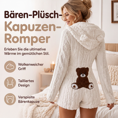 Plüsch-Jumpsuit mit Kapuze und langen Ärmeln für Damen