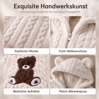 Plüsch-Jumpsuit mit Kapuze und langen Ärmeln für Damen