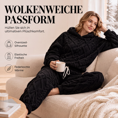 🍂Neu für Herbst & Winter – 50% Rabatt für kurze Zeit!🎁Thermo-Fleece-Pyjama-Set, warme Hauskleidung, 2-teilig, auch draußen tragbar