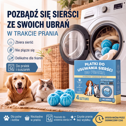 Skutecznie zbiera sierść zwierząt, włosy i kłaczki podczas prania i suszenia – ubrania czystsze bez luźnych włosów – Kulki do prania usuwające sierść – Na pobranie! 🐕
