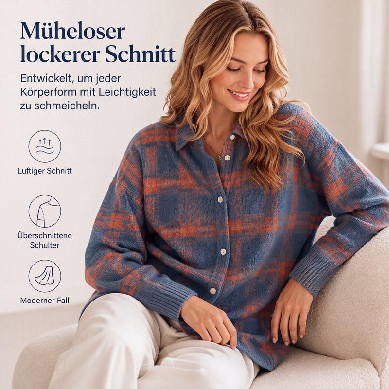 🧶 50 % RABATT | Lässig, gemütlich & vielseitig – Damen Karo-Cardigan mit Knopfleiste